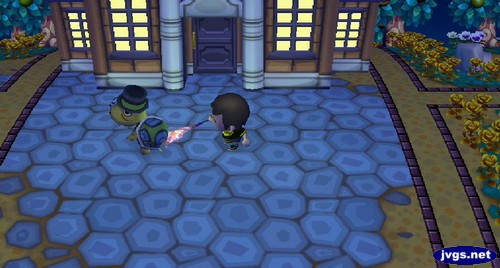 Lighting up Tortimer's shell during the fireworks festival.