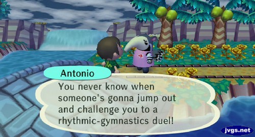 Antonio: You never know when someone's gonna jump out and challenge you to a rhythmic-gymnastics duel!