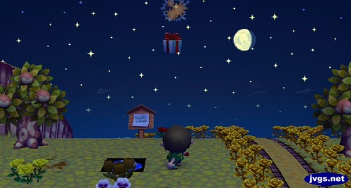 Shooting down a balloon present in Animal Crossing: City Folk.