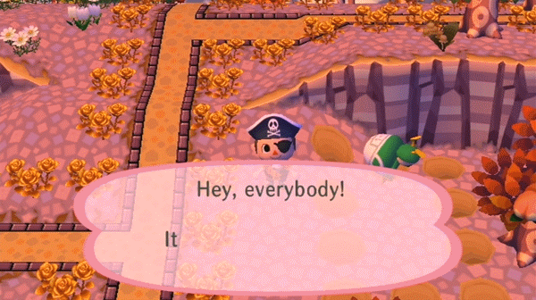 Animated GIF of Scoot turning into his Jack costume for Halloween in Animal Crossing: City Folk for Nintendo Wii.