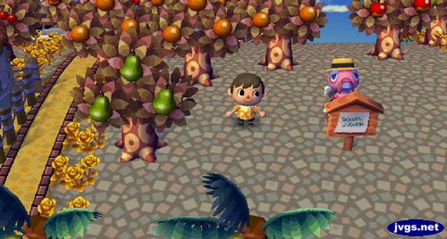 Franklin tries to hide behind a sign post.