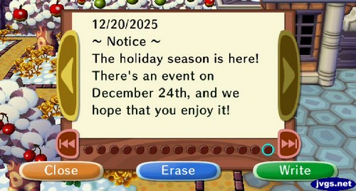~Notice~ The holiday season is here! There's an event on December 24th, and we hope that you enjoy it!