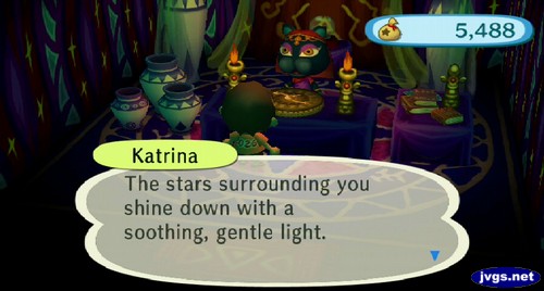 Katrina: The stars surrounding you shine down with a soothing, gentle light.