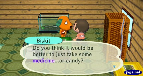 Biskit: Do you think it would be better to just take some medicine...or candy?