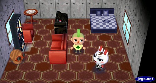 The inside of Tiffany's house in Animal Crossing: City Folk for Wii.