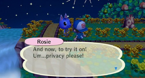 Rosie: And now, to try it on! Um...privacy please!