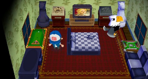 The inside of Apollo's house in Animal Crossing: City Folk for Nintendo Wii.