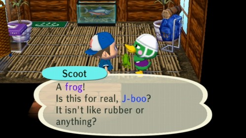 Scoot: A frog! Is this for real, J-boo? It isn't like rubber or anything?
