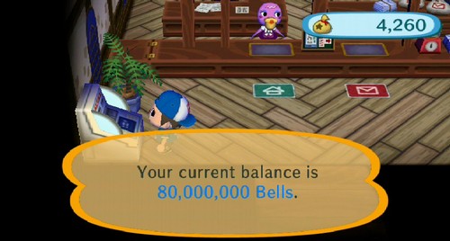 Your current balance is 80,000,000 bells.