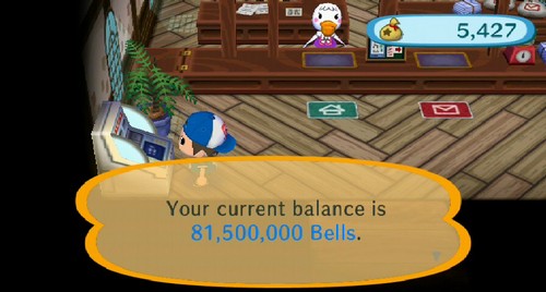 Your current balance is 81,500,000 bells.