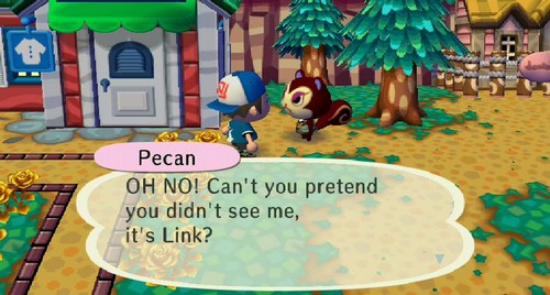 Pecan: OH NO! Can't you pretend you didn't see me, it's Link?
