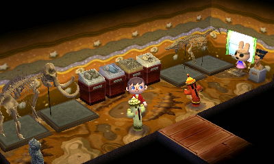 Coco's exhibit of ancient artifacts in Animal Crossing: Happy Home Designer.