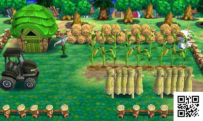 The QR code to visit Cranston's rice farm home in Animal Crossing: Happy Home Designer.