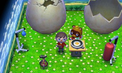 Tom Nook's egg-cercise room in Animal Crossing: Happy Home Designer.