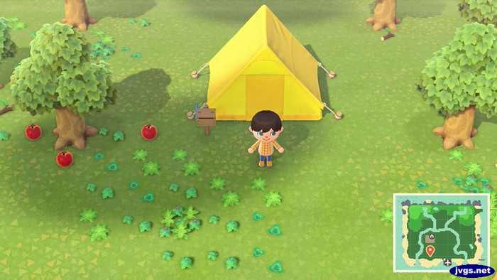 Jeff's new tent in Animal Crossing: New Horizons.