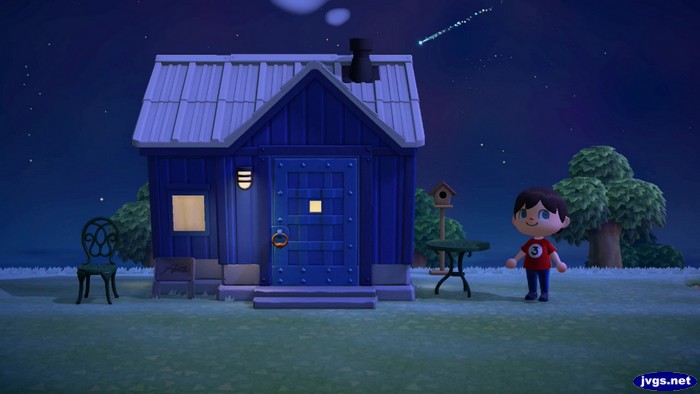 The outside of Agent S's house during a meteor shower.