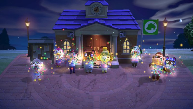 Town hall opening ceremony in Animal Crossing: New Horizons.