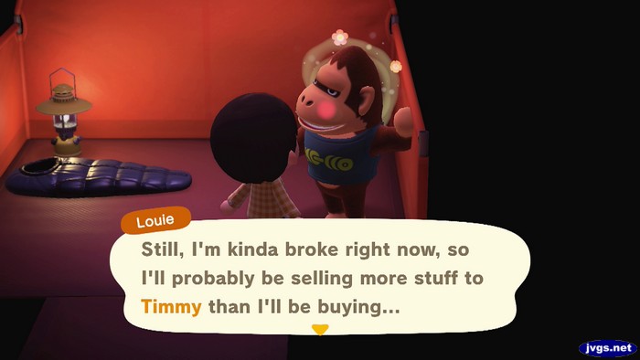 Louie: Still, I'm kinda broke right now, so I'll probably be selling more stuff to Timmy than I'll be buying...