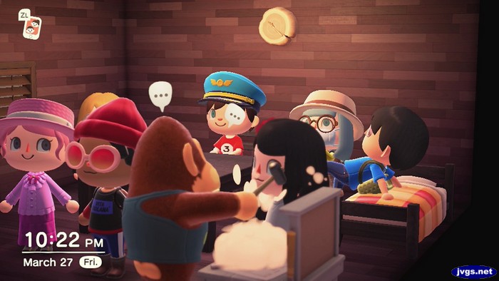 Louie hammers Ros in ACNH.