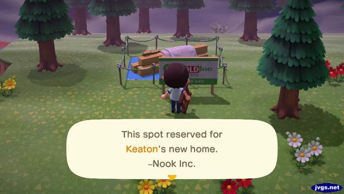 This spot reserved for Keaton's new home. -Nook Inc.
