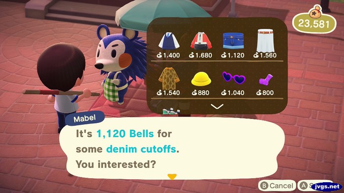 Mabel: It's 1,120 bells for some denim cutoffs. You interested?