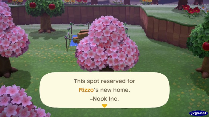 This spot reserved for Rizzo's new home. -Nook Inc.