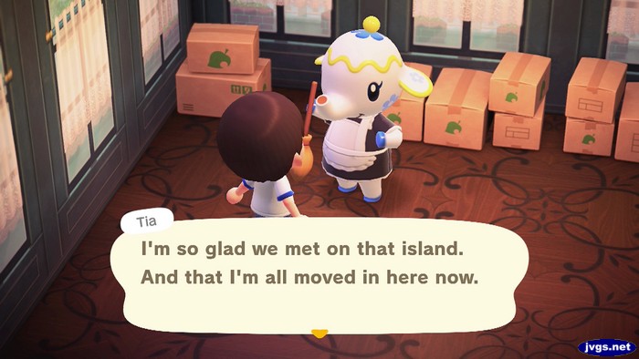Tia: I'm so glad we met on that island. And that I'm all moved in here now.
