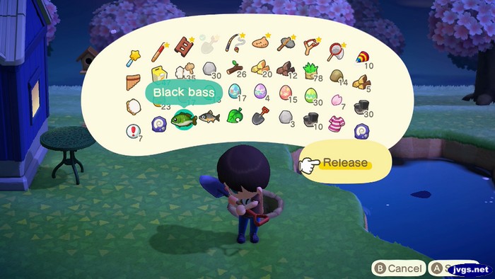 The option to release a fish after digging up a fossil.