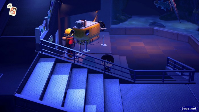 Ros hides in the museum.