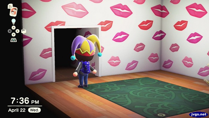The kisses wall in Animal Crossing: New Horizons.