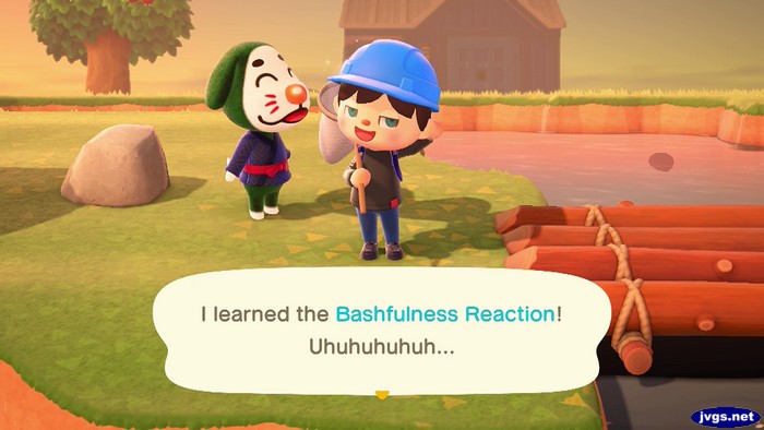 I learned the Bashfulness Reaction! Uhuhuhuhuh...