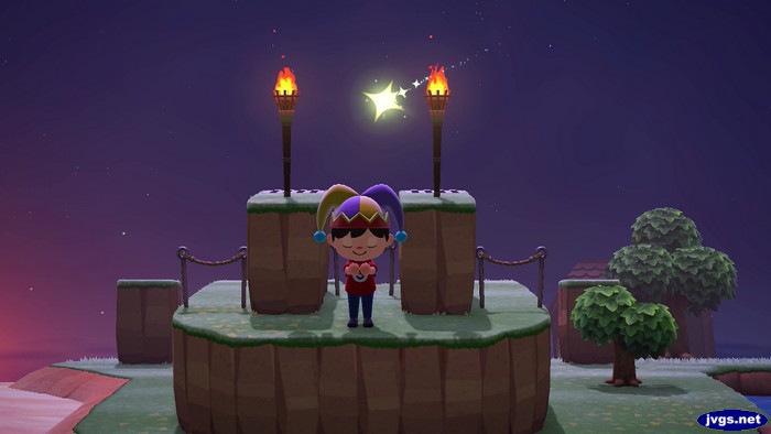 Jeffster wishes on a shooting star in Animal Crossing: New Horizons (ACNH).