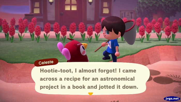 Celeste: Hootie-toot, I almost forgot! I came across a recipe for an astronomical project in a book and jotted it down.