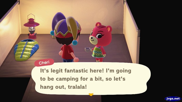 Cheri: It's legit fantastic here! I'm going to be camping for a bit, so let's hang out, tralala!