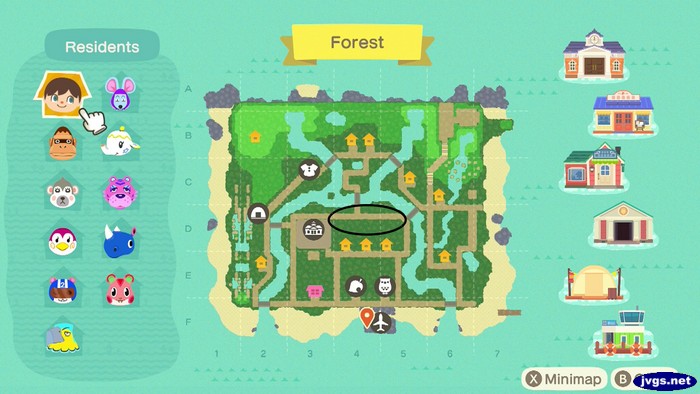 The map of Forest, with a large empty area circled.