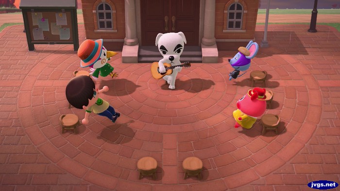 K.K. performs for Jeff, Midge, Rizzo, and Apple.