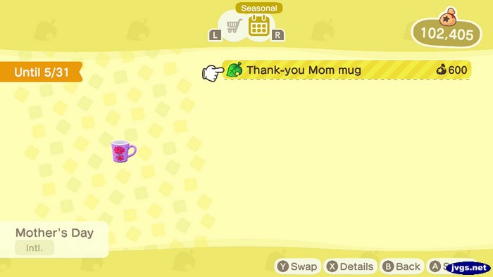 The thank-you Mom mug in Animal Crossing: New Horizons.