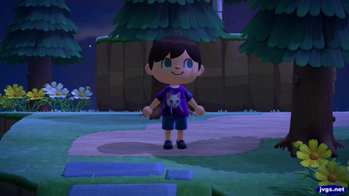 Jeff tries on the meme shirt in Animal Crossing: New Horizons.