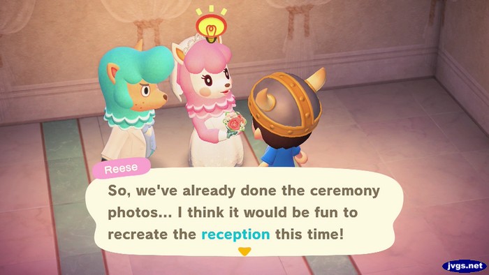 Reese: So, we've already done the ceremony photos... I think it would be fun to recreate the reception this time!