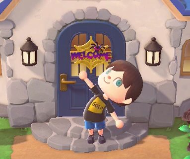 The spider doorplate on Jeff's house in Animal Crossing: New Horizons for Nintendo Switch.