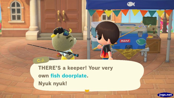 C.J.: THERE's a keeper! Your very own fish doorplate. Nyuk nyuk!