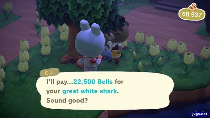 C.J.: I'll pay...22,500 bells for your great white shark. Sound good?