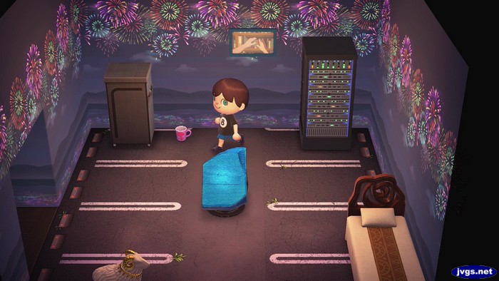 The fireworks-show wall in Animal Crossing: New Horizons.