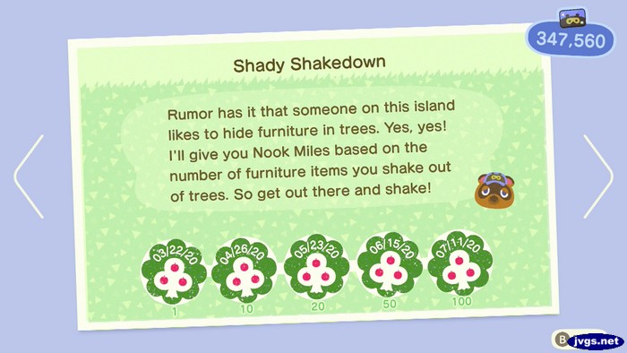 The Shady Shakedown achievement in Animal Crossing: New Horizons.