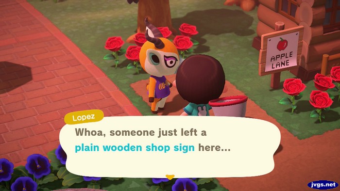 Lopez: Whoa, someone just left a plain wooden shop sign here...
