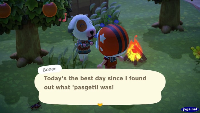Bones: today's the best day since I found out what 'pasgetti was!