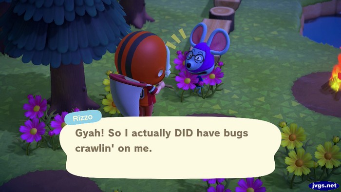 Rizzo: Gyah! So I actually DID have bugs crawlin' on me.