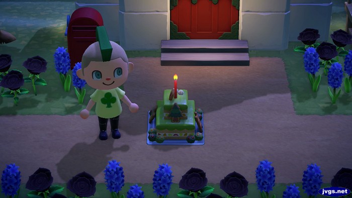 The first-anniversary cake in Animal Crossing: New Horizons. This is the equivalent of the sapling clock in New Leaf.