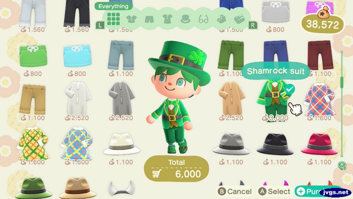 The shamrock suit (and full outfit) in Animal Crossing: New Horizons.