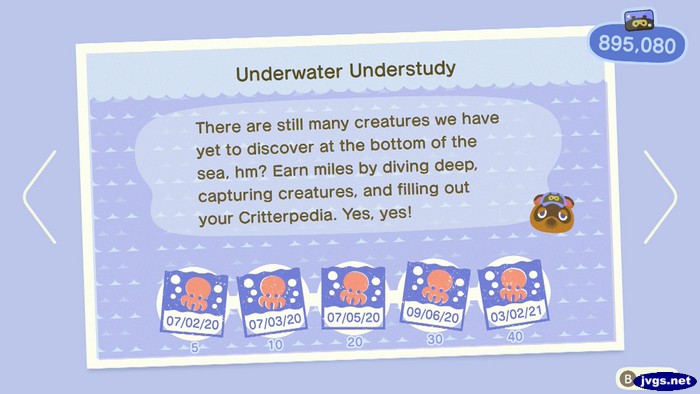 All Underwater Understudy goals met.